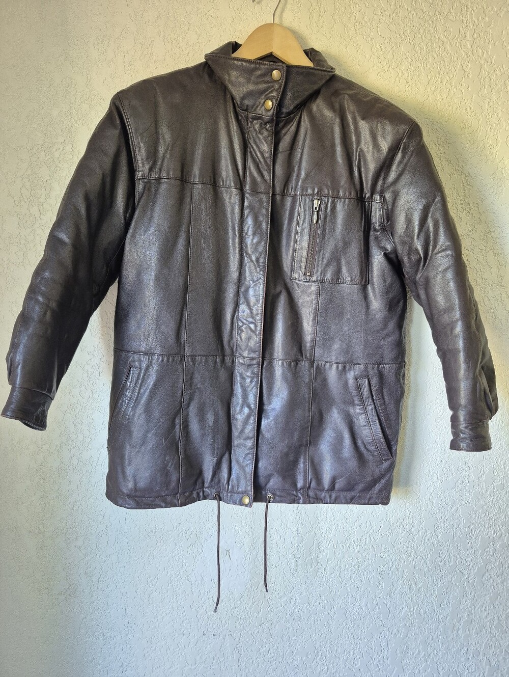 Vintage Eddie Bauer Goose Down Brown Leather Jacket Womens Size M **Rare**